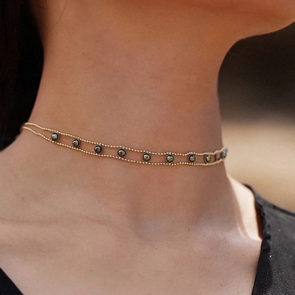 Fall 14K Titanium Hematite Choker Necklace - Picture 1 of 6